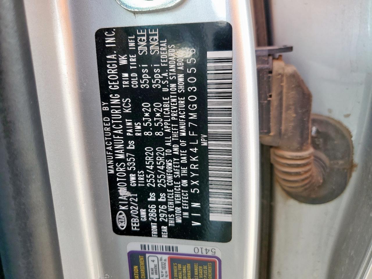 2021 Kia Sorento Sx VIN: 5XYRK4LF7MG030556 Lot: 68745475