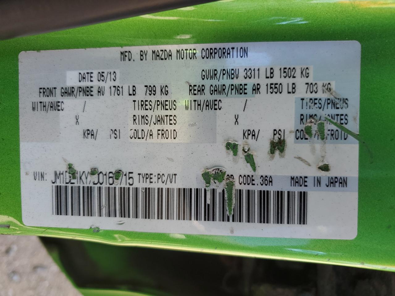 2013 Mazda Mazda2 VIN: JM1DE1KYXD0168715 Lot: 68329285