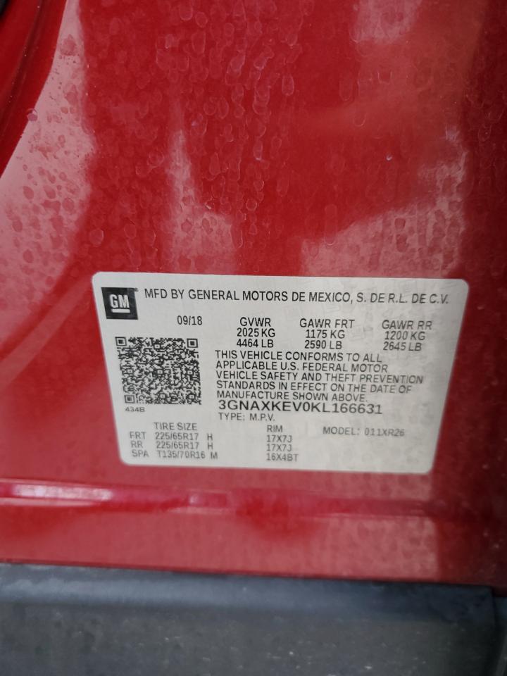 2019 Chevrolet Equinox Lt VIN: 3GNAXKEV0KL166631 Lot: 69146775