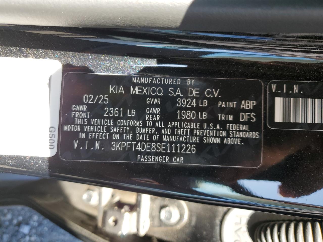 2025 Kia K4 Lx VIN: 3KPFT4DE8SE111226 Lot: 70633095