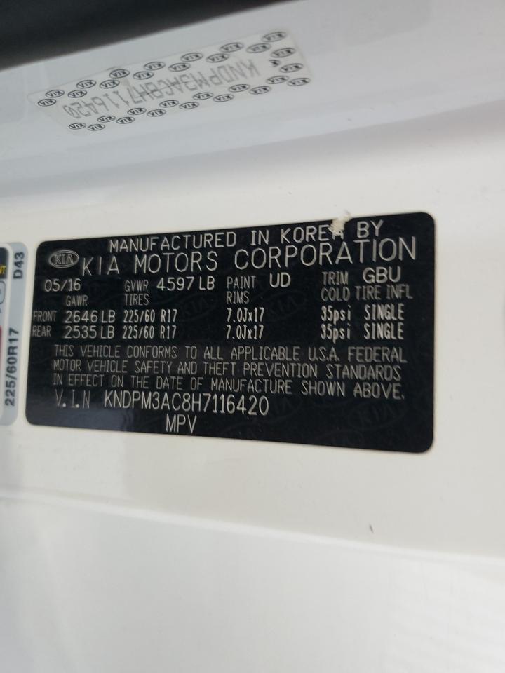 2017 Kia Sportage Lx VIN: KNDPM3AC8H7116420 Lot: 69606195