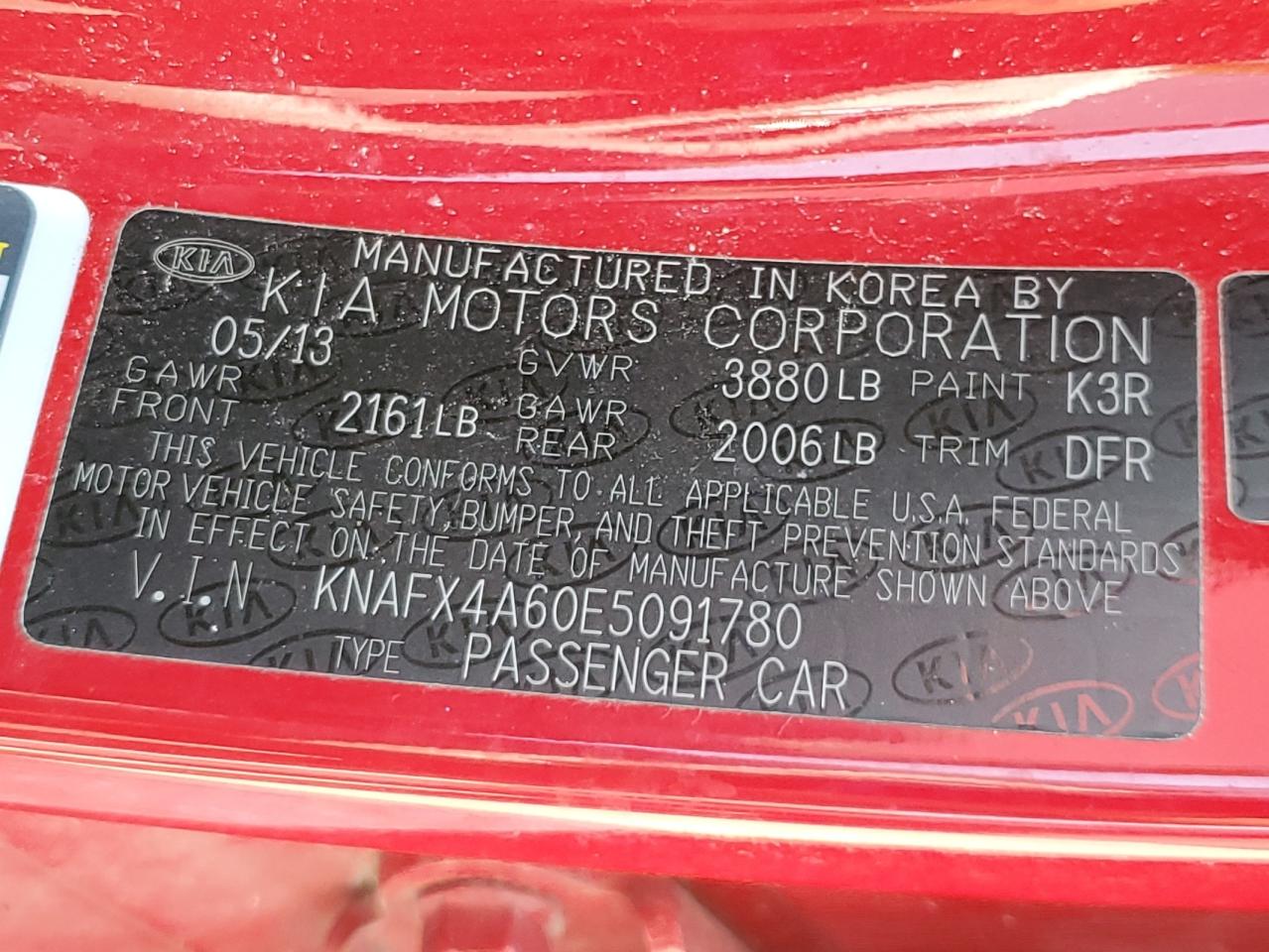 2014 Kia Forte Lx VIN: KNAFX4A60E5091780 Lot: 69215995