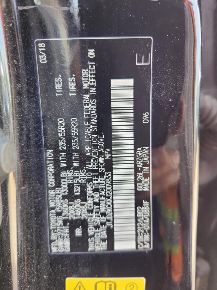 2018 Lexus Rx 350 L VIN: JTJDZKCAXJ2009833 Lot: 70588535