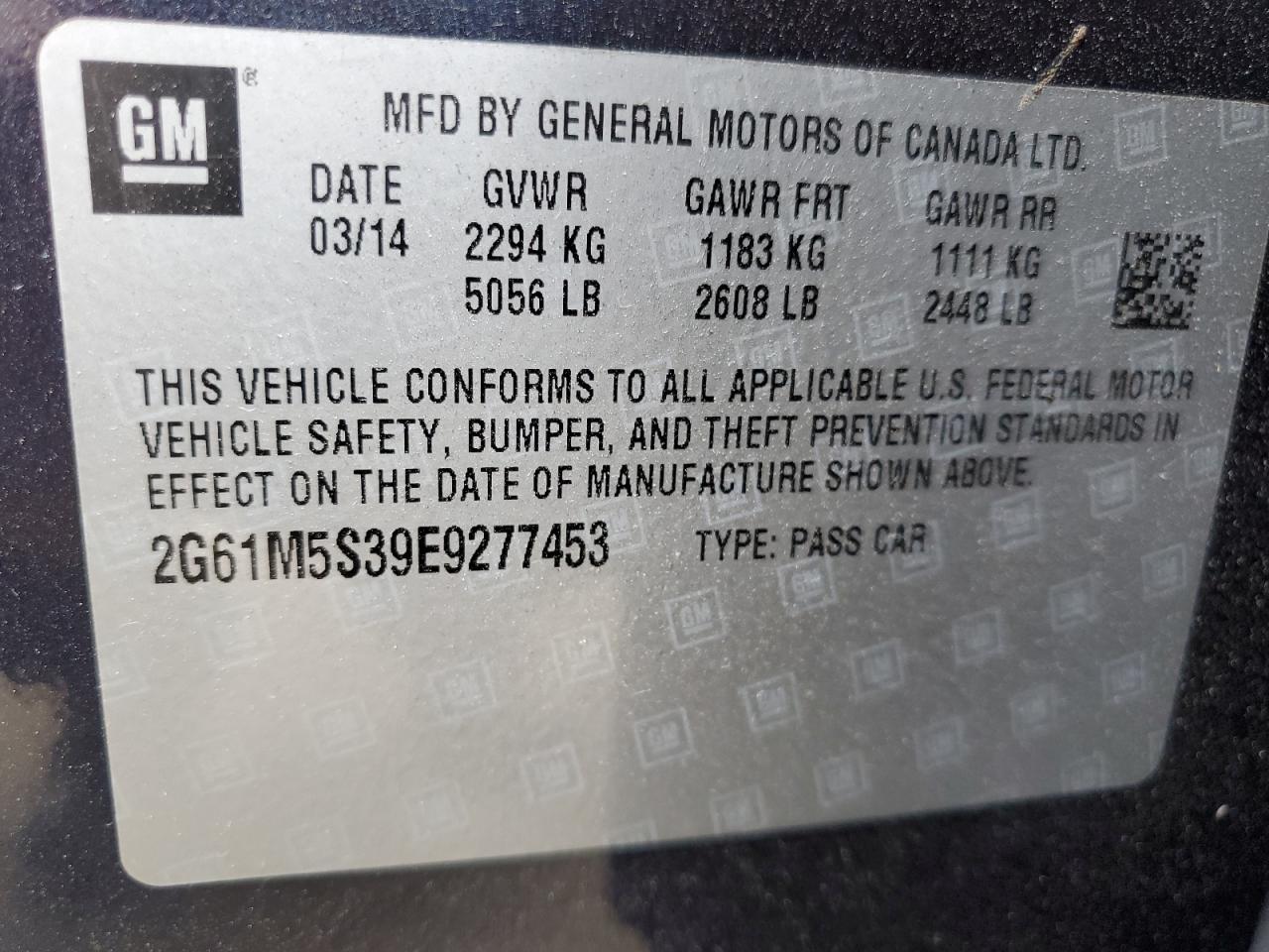 2014 Cadillac Xts Luxury Collection VIN: 2G61M5S39E9277453 Lot: 68927955