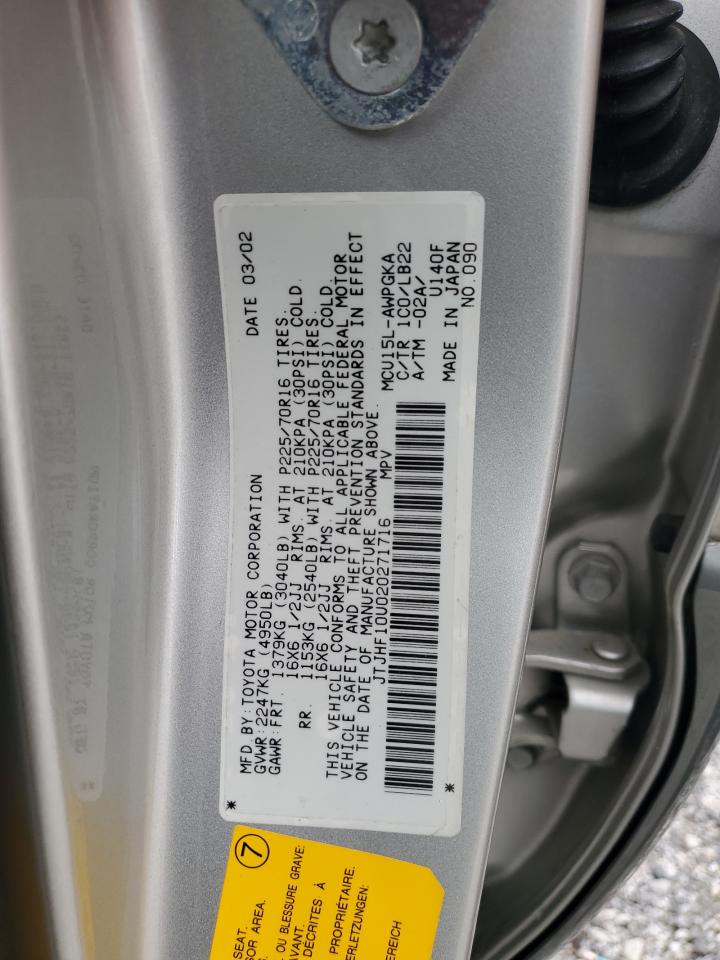 2002 Lexus Rx 300 VIN: JTJHF10U020271716 Lot: 69734385