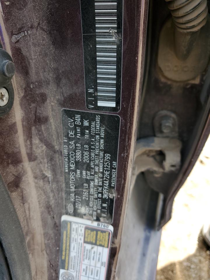 2017 Kia Forte Lx VIN: 3KPFK4A72HE125799 Lot: 70288295