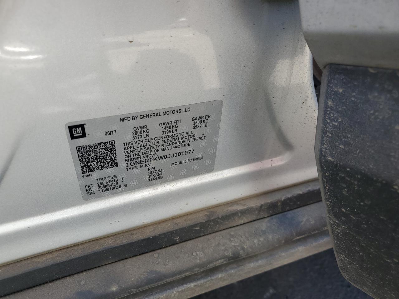 2018 Chevrolet Traverse Ls VIN: 1GNERFKW0JJ101977 Lot: 70293985