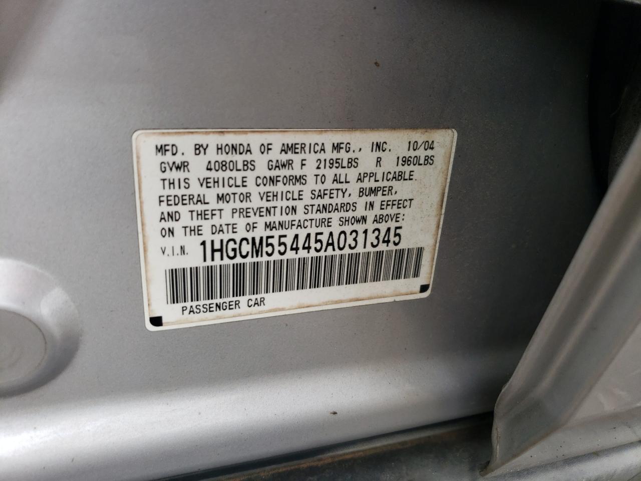 2005 Honda Accord Lx VIN: 1HGCM55445A031345 Lot: 69763695