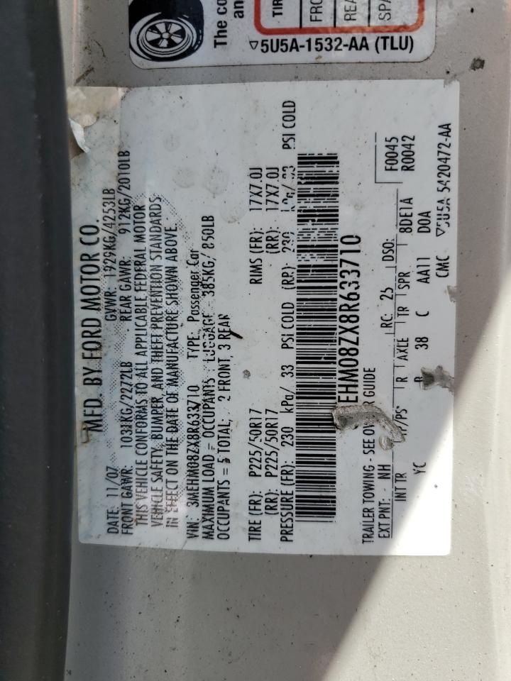 2008 Mercury Milan Premier VIN: 3MEHM08ZX8R633710 Lot: 68763515