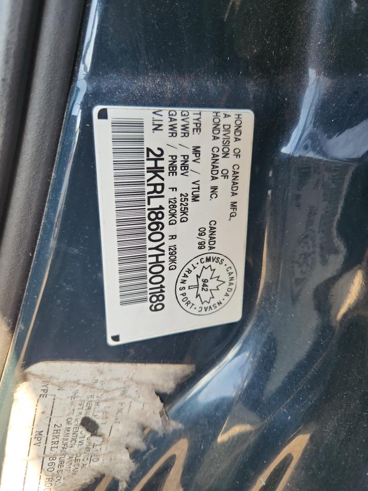 2000 Honda Odyssey Ex VIN: 2HKRL1860YH001189 Lot: 67992335