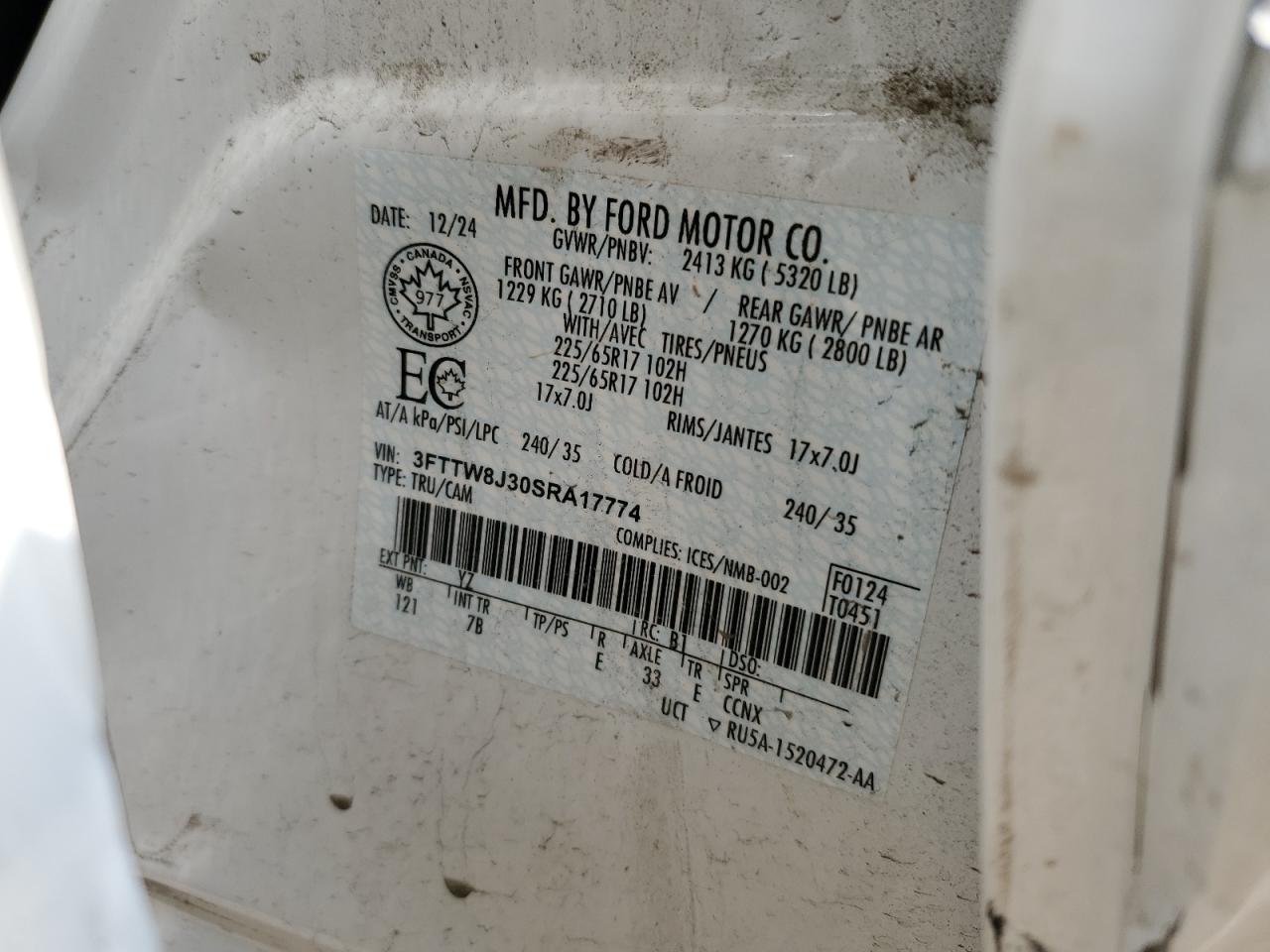 2025 Ford Maverick Xlt VIN: 3FTTW8J30SRA17774 Lot: 68205215