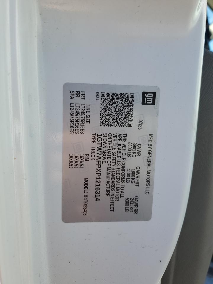 2023 GMC Savana G2500 VIN: 1GTW7AFPXP1216314 Lot: 69612595