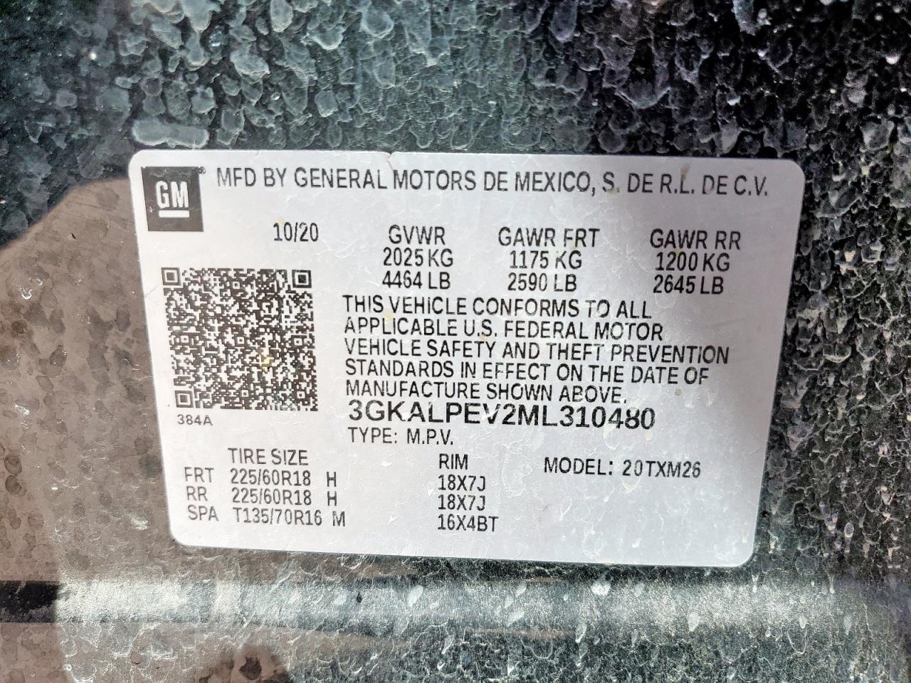 2021 GMC Terrain Slt VIN: 3GKALPEV2ML310480 Lot: 68564945