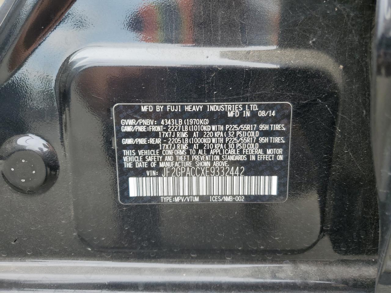 2014 Subaru Xv Crosstrek 2.0 Premium VIN: JF2GPACCXE9332442 Lot: 70279215