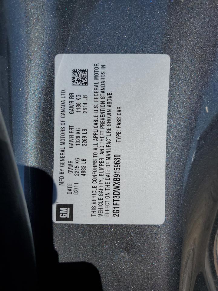 2011 Chevrolet Camaro 2Ss VIN: 2G1FT3DWXB9159630 Lot: 66939185