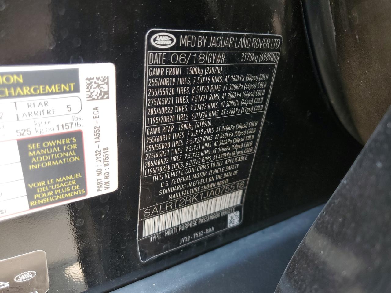 2018 Land Rover Discovery Hse Luxury VIN: SALRT2RK1JA075518 Lot: 67000235