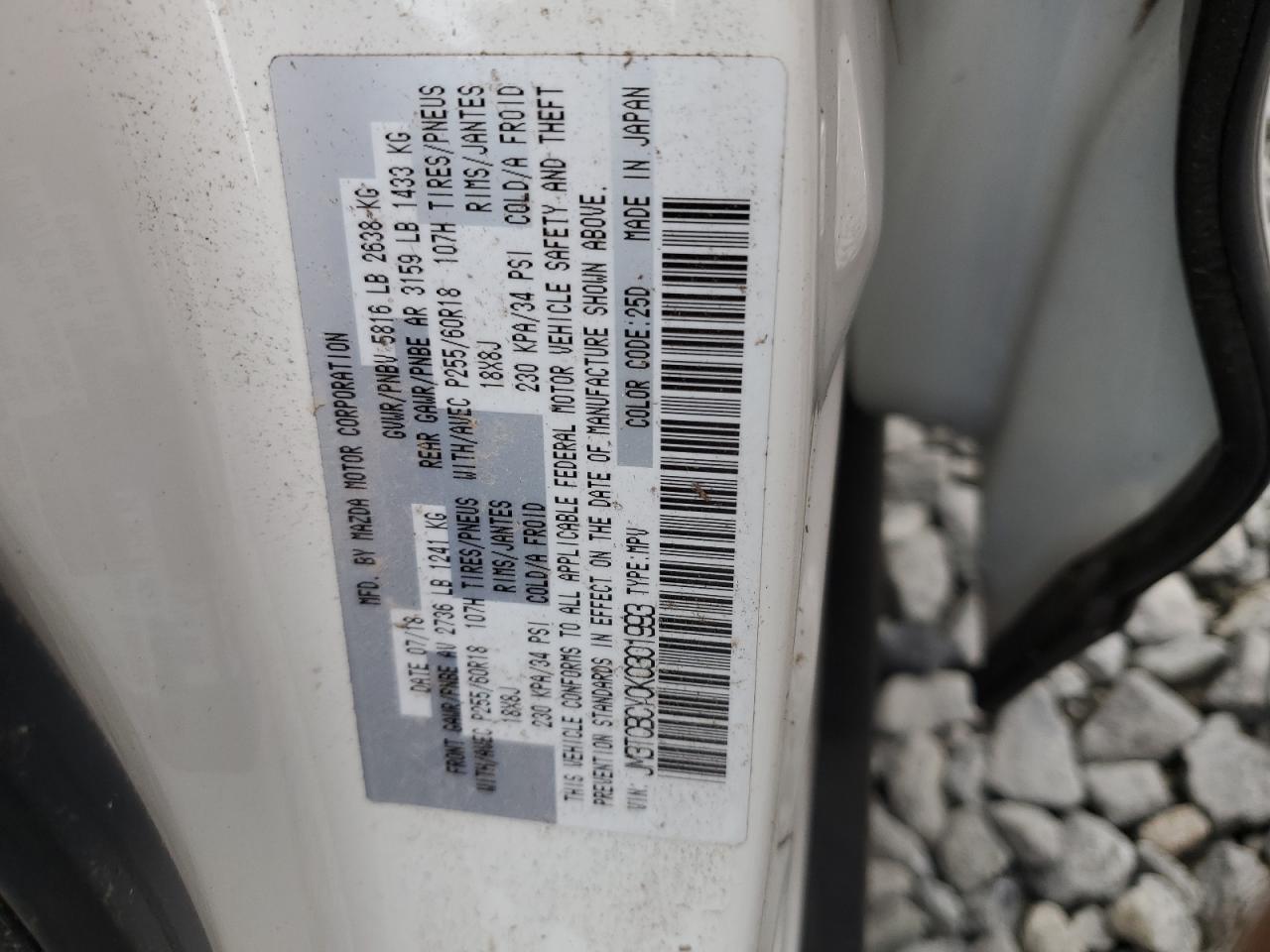 2019 Mazda Cx-9 Touring VIN: JM3TCBCY0K0301993 Lot: 68031915