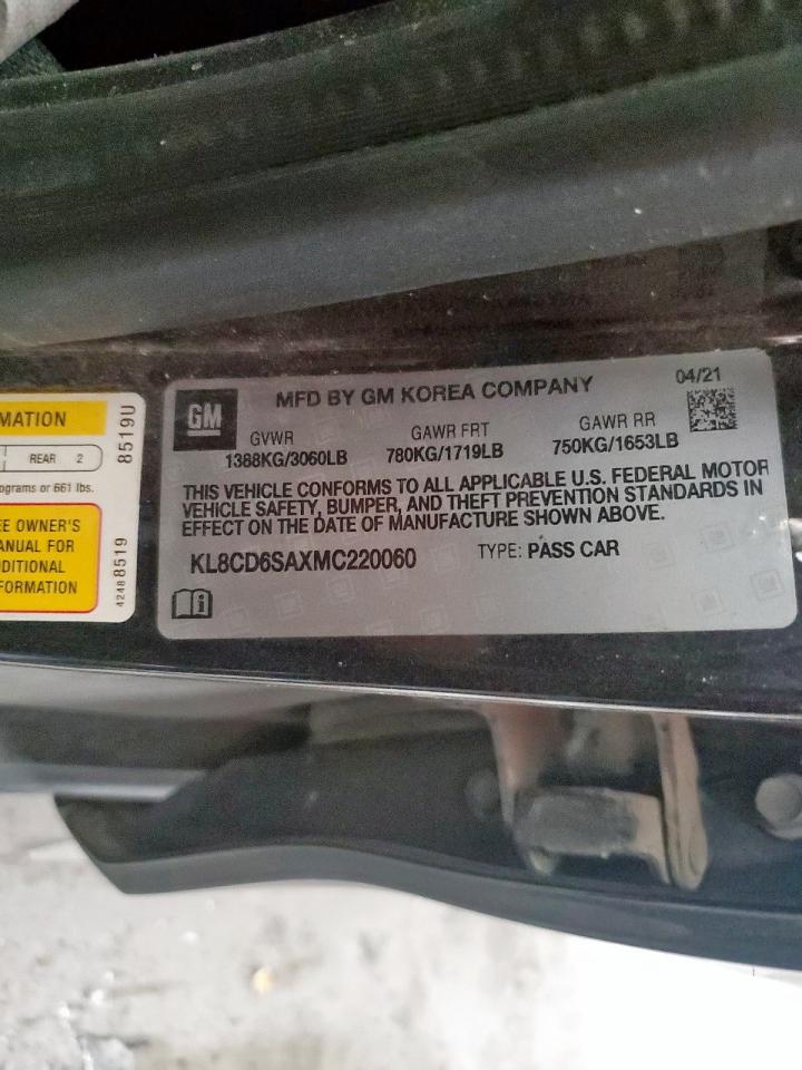 2021 Chevrolet Spark 1Lt VIN: KL8CD6SAXMC220060 Lot: 67460605