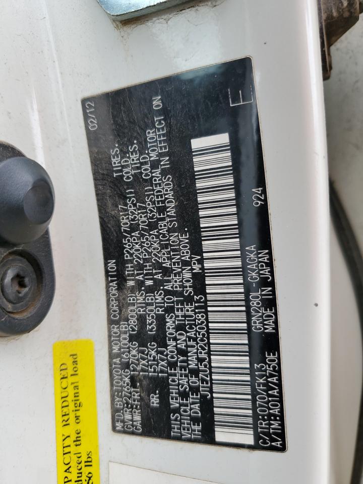 2012 Toyota 4Runner Sr5 VIN: JTEZU5JR2C5038113 Lot: 81300094