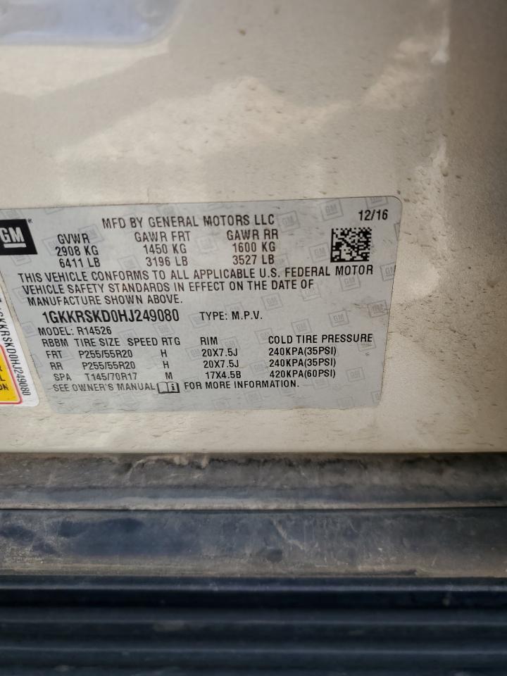 2017 GMC Acadia Limited Slt-2 VIN: 1GKKRSKD0HJ249080 Lot: 68375945