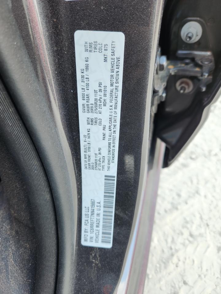 2022 Ram 1500 Big Horn/Lone Star VIN: 1C6RREFT7NN415667 Lot: 71020165