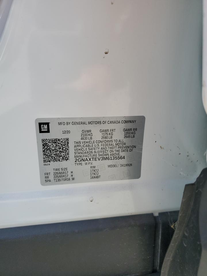 2021 Chevrolet Equinox Lt VIN: 2GNAXTEV3M6135564 Lot: 69763655