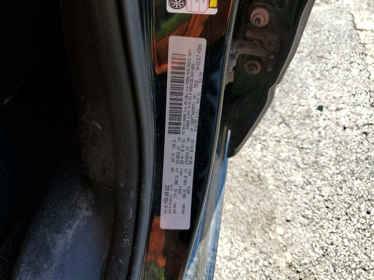 2019 Ram 1500 Big Horn/Lone Star VIN: 1C6SRFFT4KN797711 Lot: 69580125