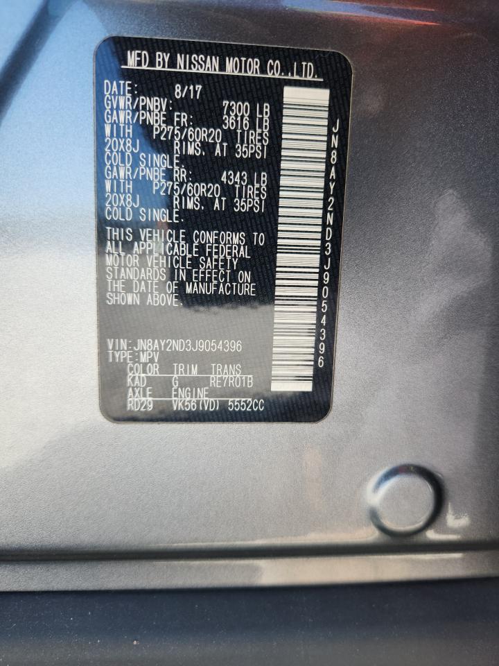 2018 Nissan Armada Sv VIN: JN8AY2ND3J9054396 Lot: 69828985