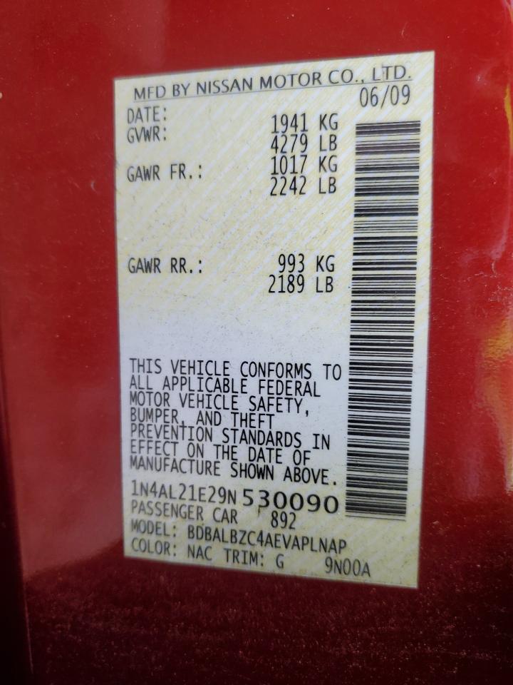 2009 Nissan Altima 2.5 VIN: 1N4AL21E29N530090 Lot: 70511695