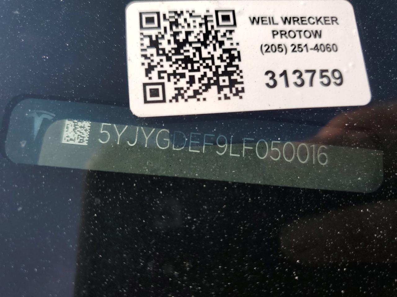 2020 Tesla Model Y VIN: 5YJYGDEF9LF050016 Lot: 69411725