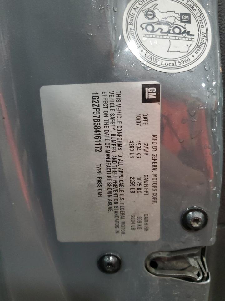 2008 Pontiac G6 Value Leader VIN: 1G2ZF57B584161172 Lot: 68953625