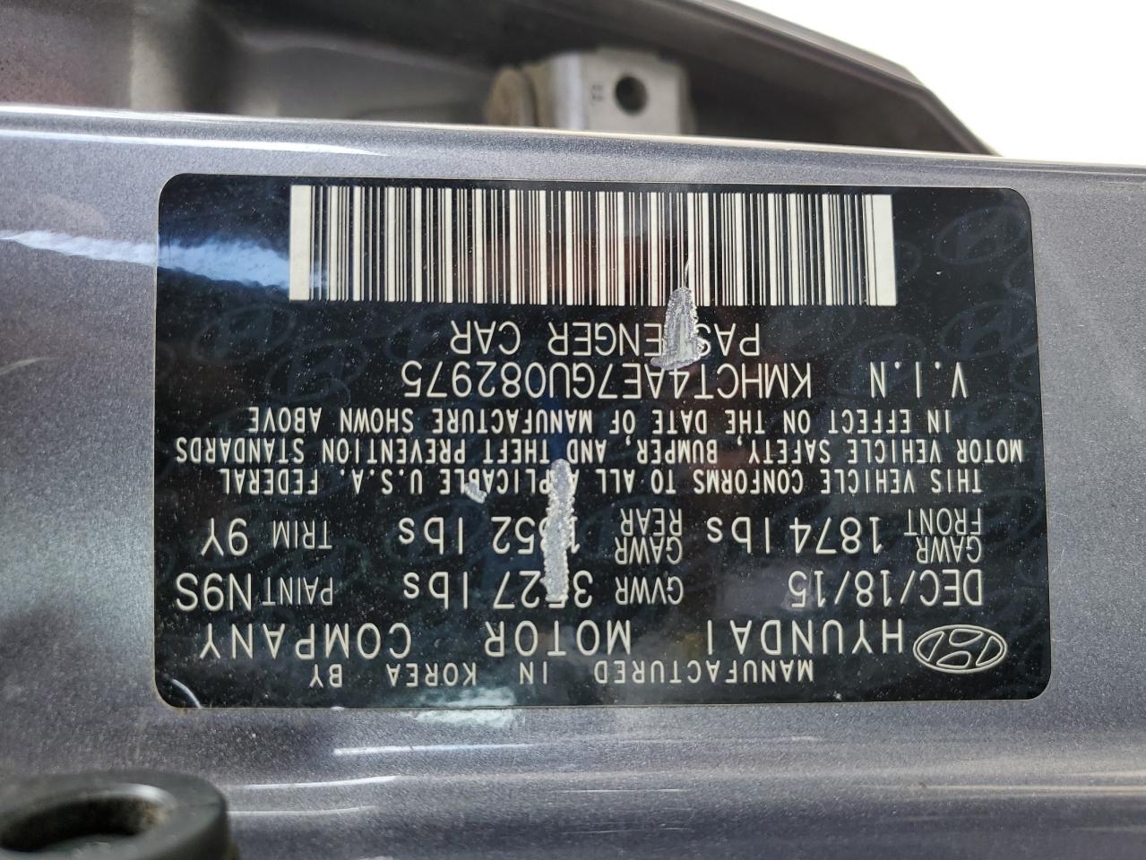 2016 Hyundai Accent Se VIN: KMHCT4AE7GU082975 Lot: 67167885