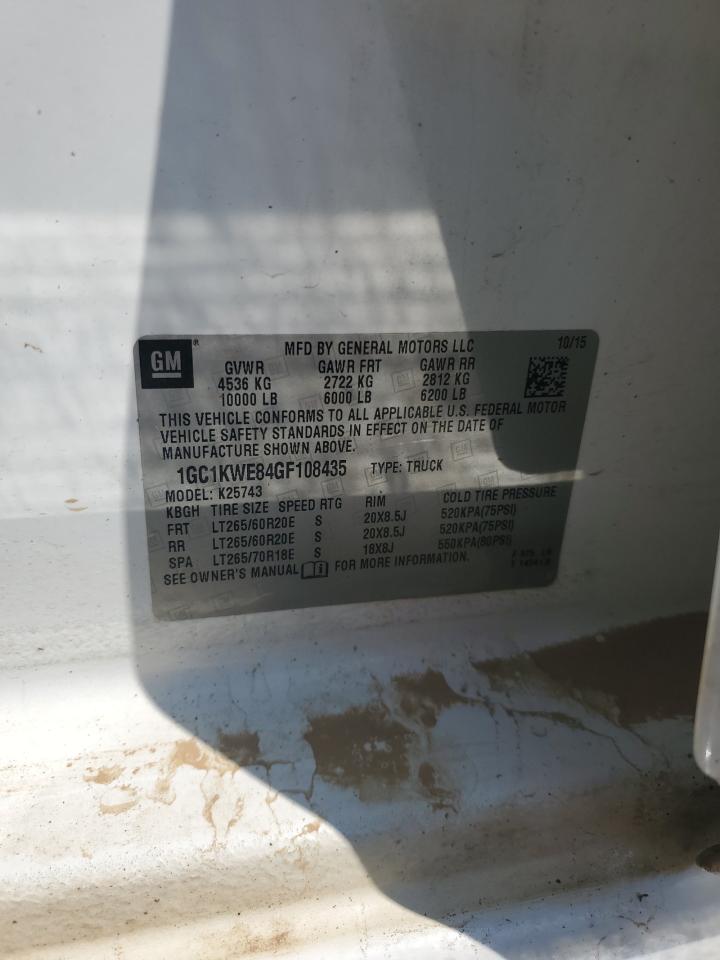 2016 Chevrolet Silverado K2500 Heavy Duty Ltz VIN: 1GC1KWE84GF108435 Lot: 68633715