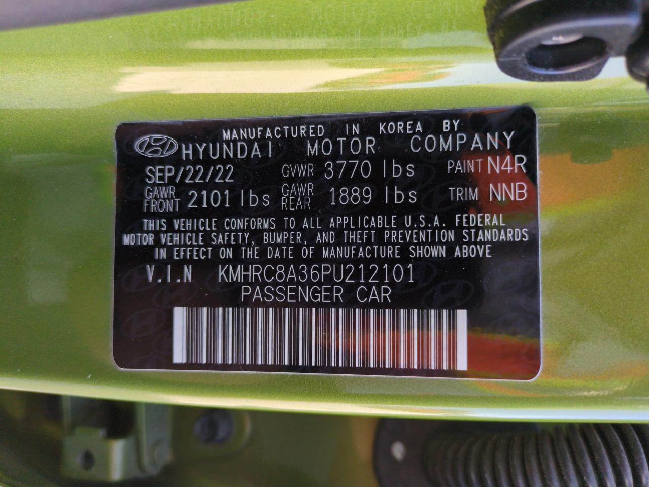 2023 Hyundai Venue Sel VIN: KMHRC8A36PU212101 Lot: 68723845