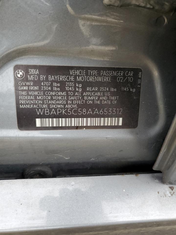 2010 BMW 328 Xi Sulev VIN: WBAPK5C58AA653312 Lot: 69018905