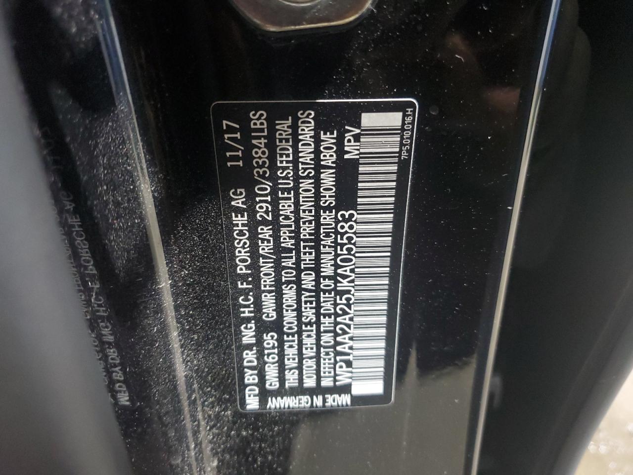 2018 Porsche Cayenne VIN: WP1AA2A25JKA05583 Lot: 69857565