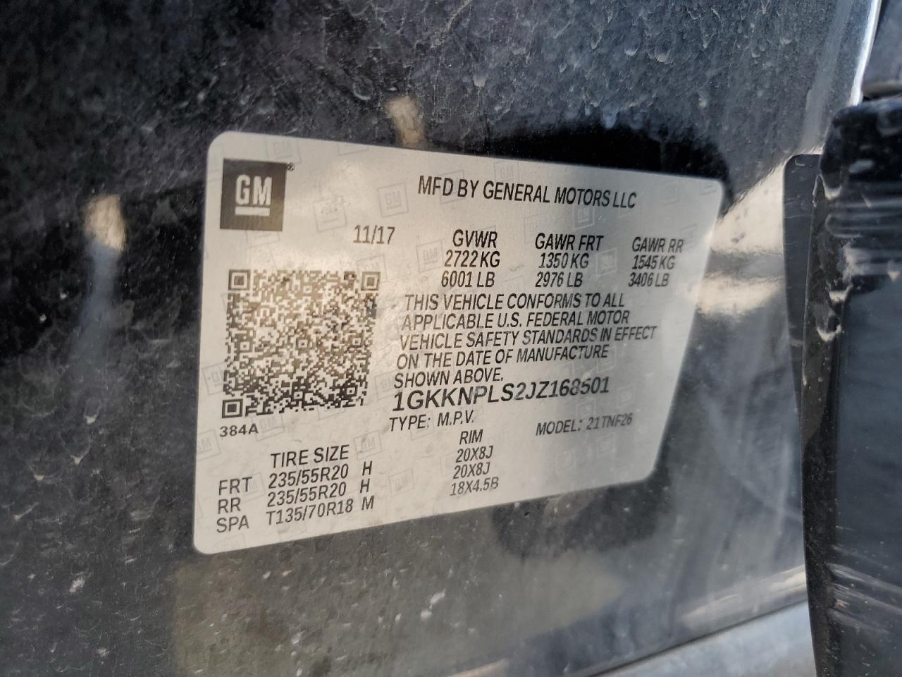 2018 GMC Acadia Denali VIN: 1GKKNPLS2JZ168501 Lot: 68248725