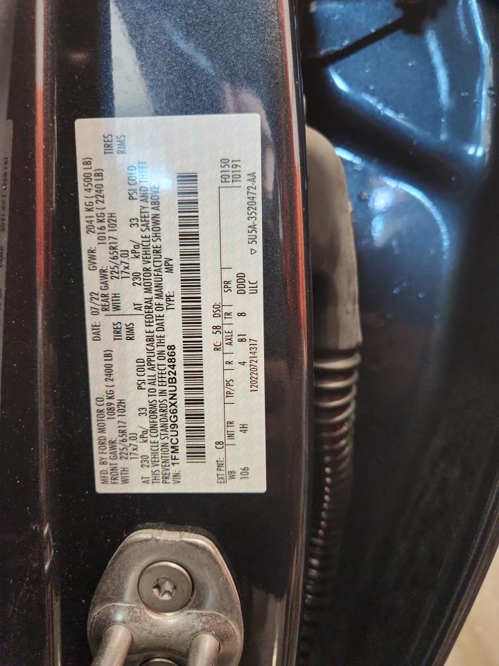2022 Ford Escape Se VIN: 1FMCU9G6XNUB24868 Lot: 69241635