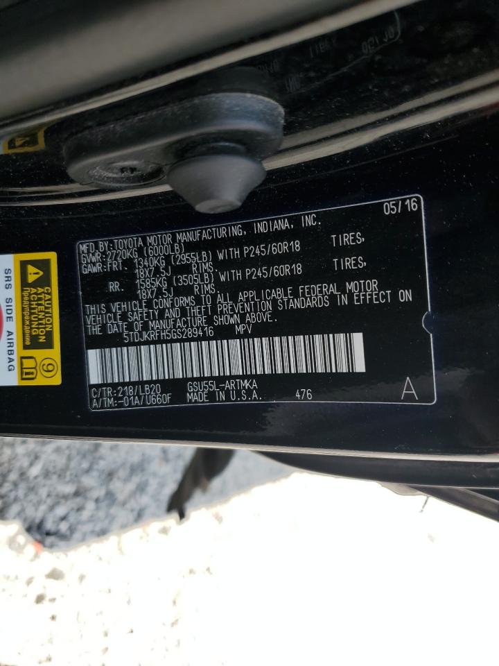 2016 Toyota Highlander Xle VIN: 5TDJKRFH5GS289416 Lot: 69559845