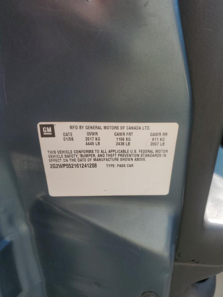 2006 Pontiac Grand Prix VIN: 2G2WP552161241208 Lot: 68847915