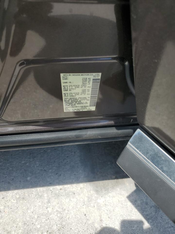 2017 Nissan Murano S VIN: 5N1AZ2MG3HN136906 Lot: 68164795