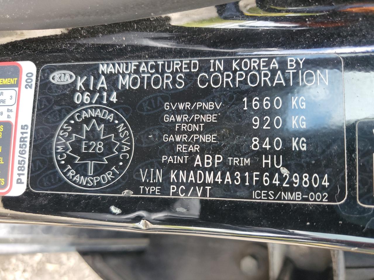 2015 Kia Rio Lx VIN: KNADM4A31F6429804 Lot: 70780165