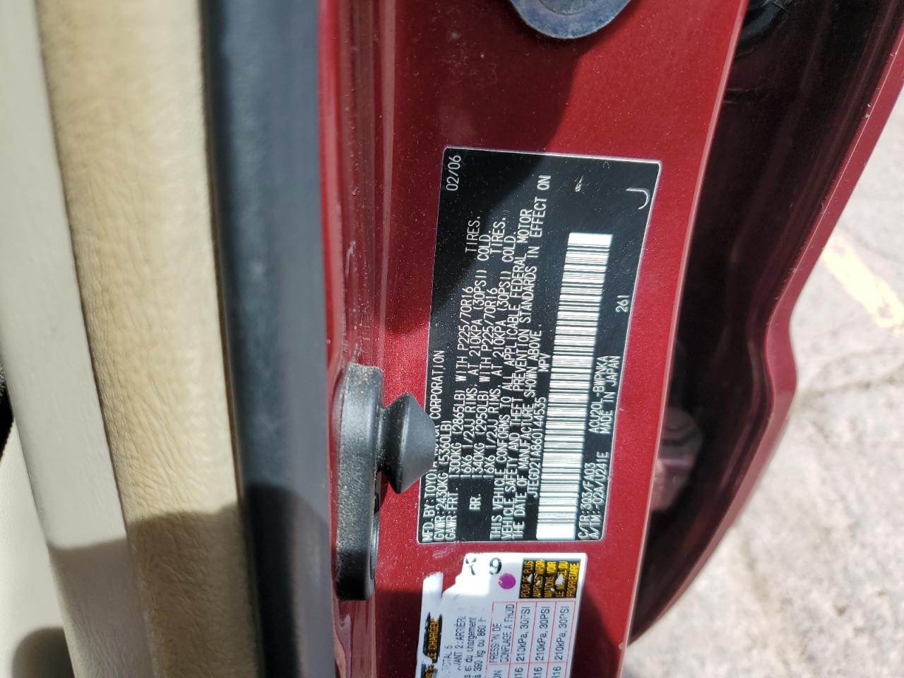 2006 Toyota Highlander VIN: JTEGD21A860144535 Lot: 70412045