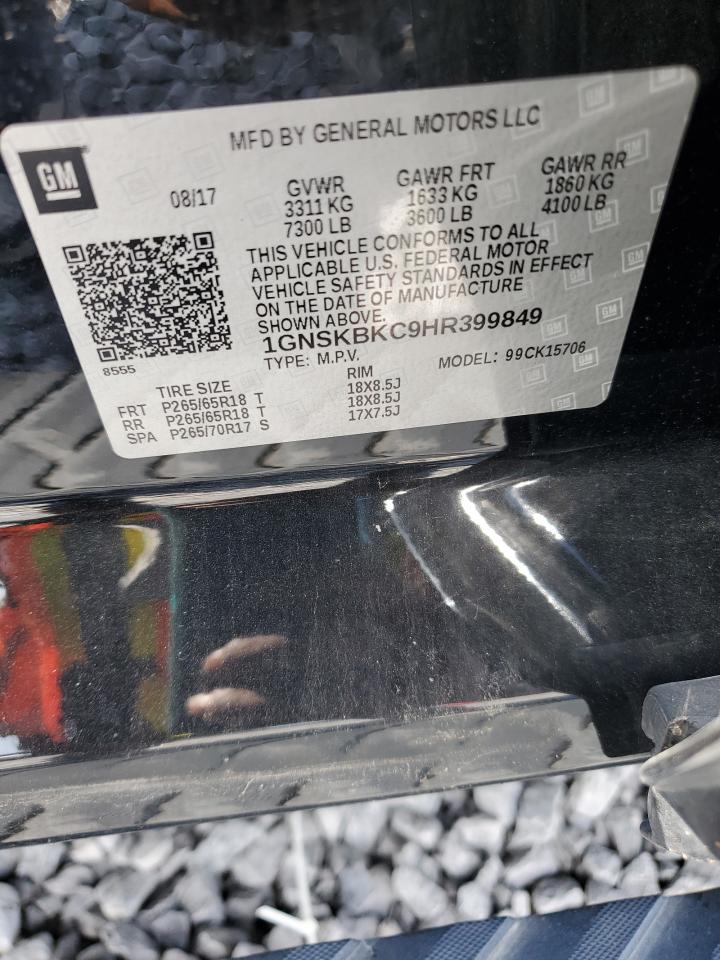 2017 Chevrolet Tahoe K1500 Lt VIN: 1GNSKBKC9HR399849 Lot: 68003665