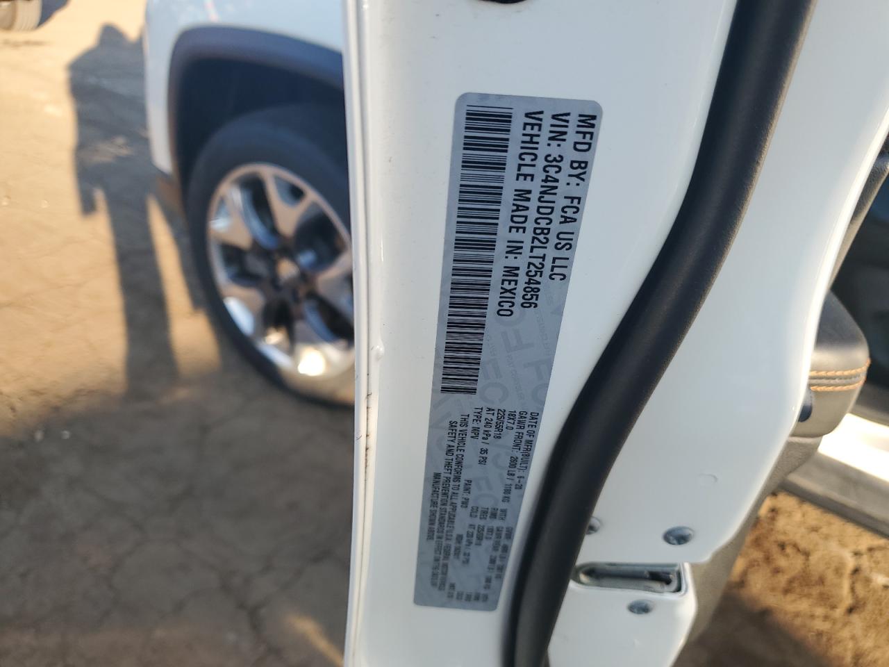 2020 Jeep Compass Limited VIN: 3C4NJDCB2LT254856 Lot: 69756635