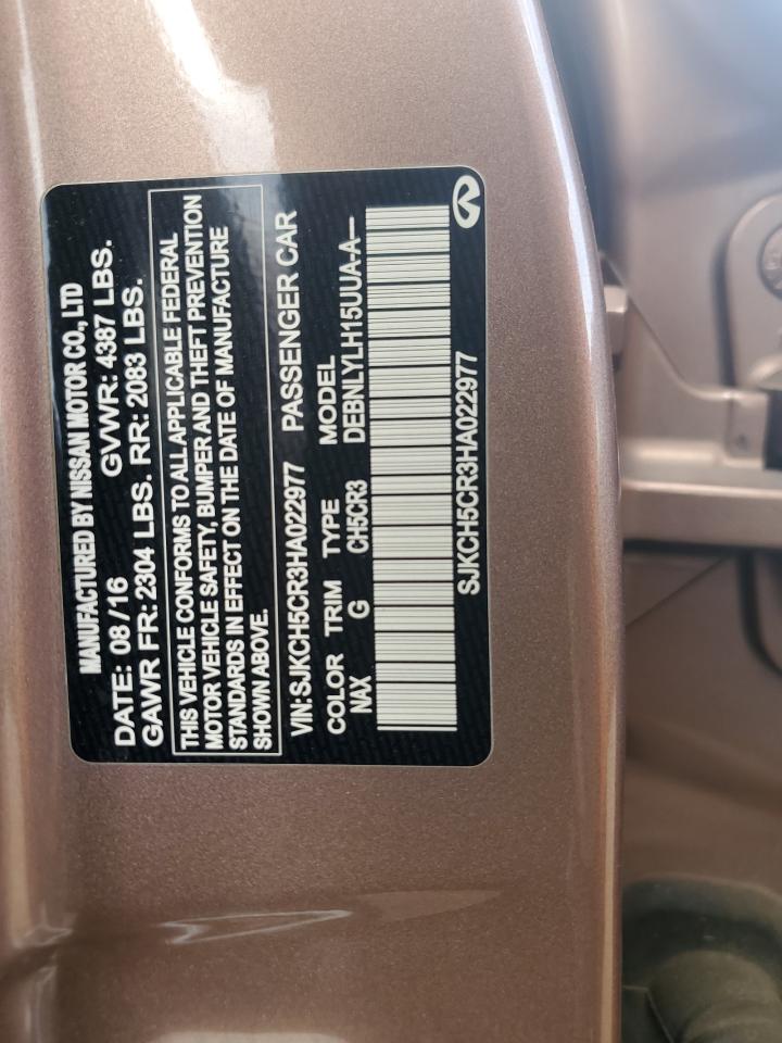 2017 Infiniti Qx30 Base VIN: SJKCH5CR3HA022977 Lot: 70208685