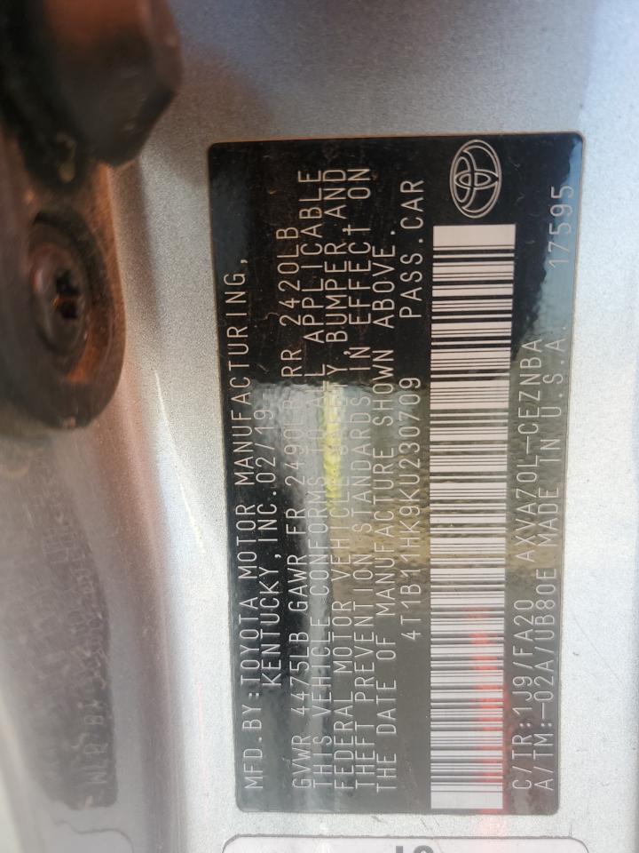 4T1B11HK9KU230709 2019 Toyota Camry L