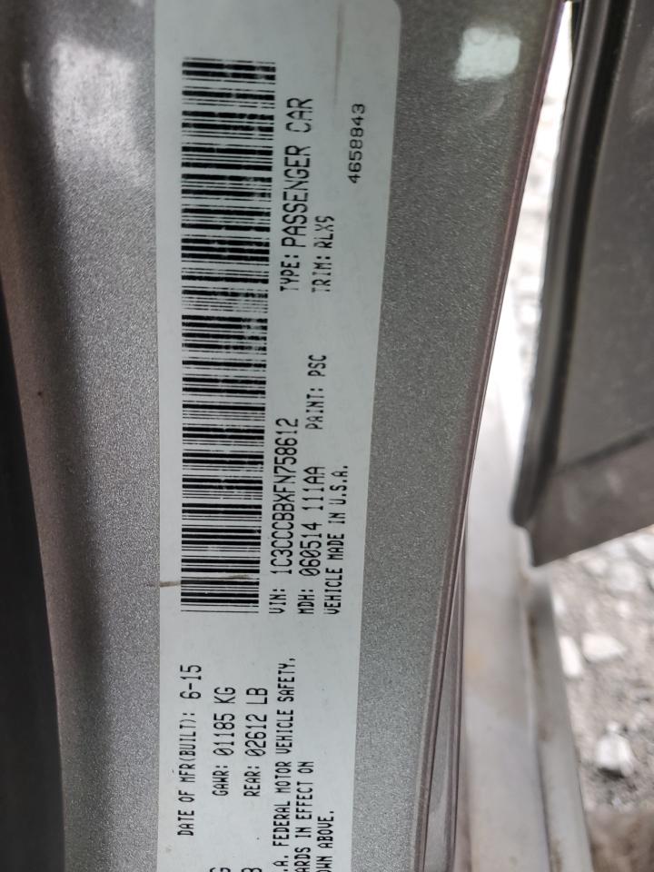 2015 Chrysler 200 S VIN: 1C3CCCBBXFN758612 Lot: 67454685