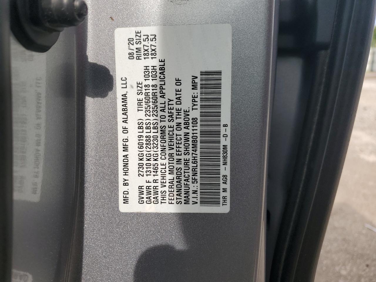 2021 Honda Odyssey Exl VIN: 5FNRL6H74MB011108 Lot: 70639845