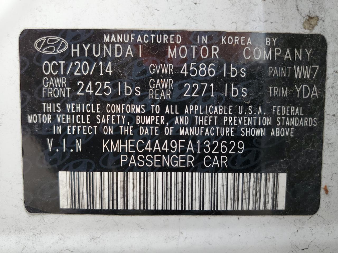 2015 Hyundai Sonata Hybrid VIN: KMHEC4A49FA132629 Lot: 69064395